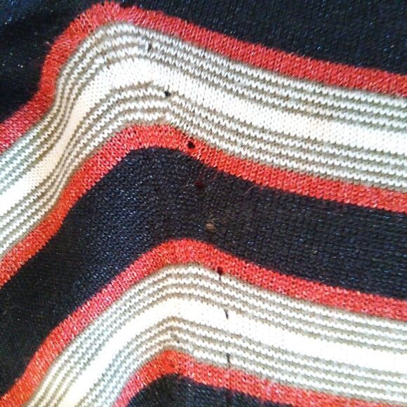 Scotch & Soda stripe sweater lurex black orange white XS lightweight preppy fall - Picture 6 of 10